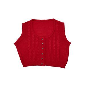 Sundazed (Germany) Vintage Fine-Guage Aran Cable Knit Picot Edge Waistcoat : L